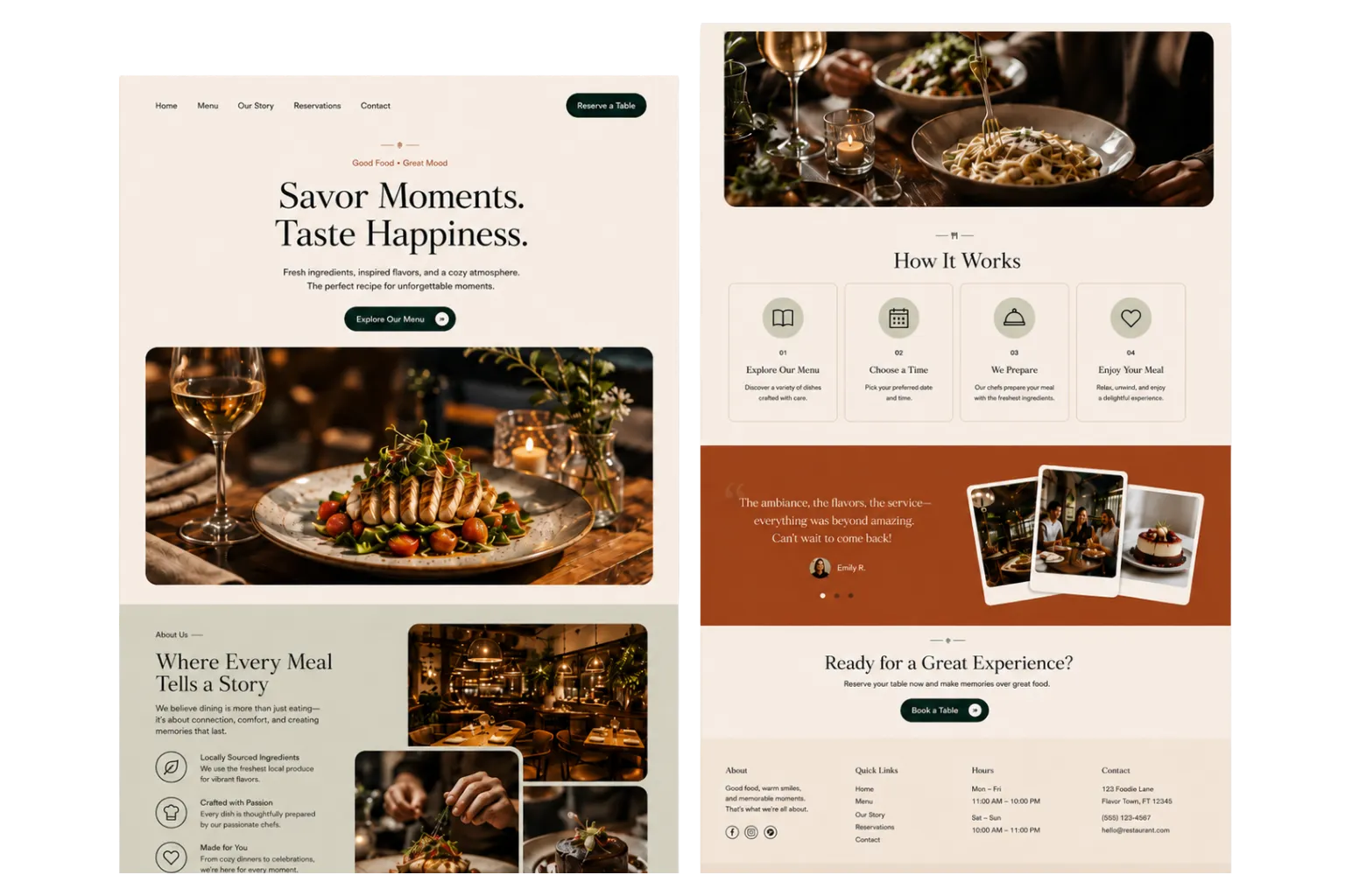 Voorbeeld van een restaurantwebsite